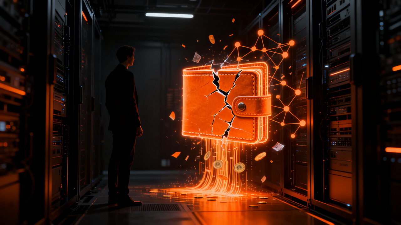 Agente de IA autónomo interactuando con una billetera digital, representando los riesgos de seguridad y desalineación en agentes de inteligencia artificial.