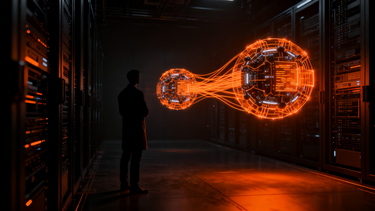 Agentes de IA de OpenAI comunicándose de forma oculta, representando los riesgos de seguridad y trazabilidad en la regulación tecnológica.