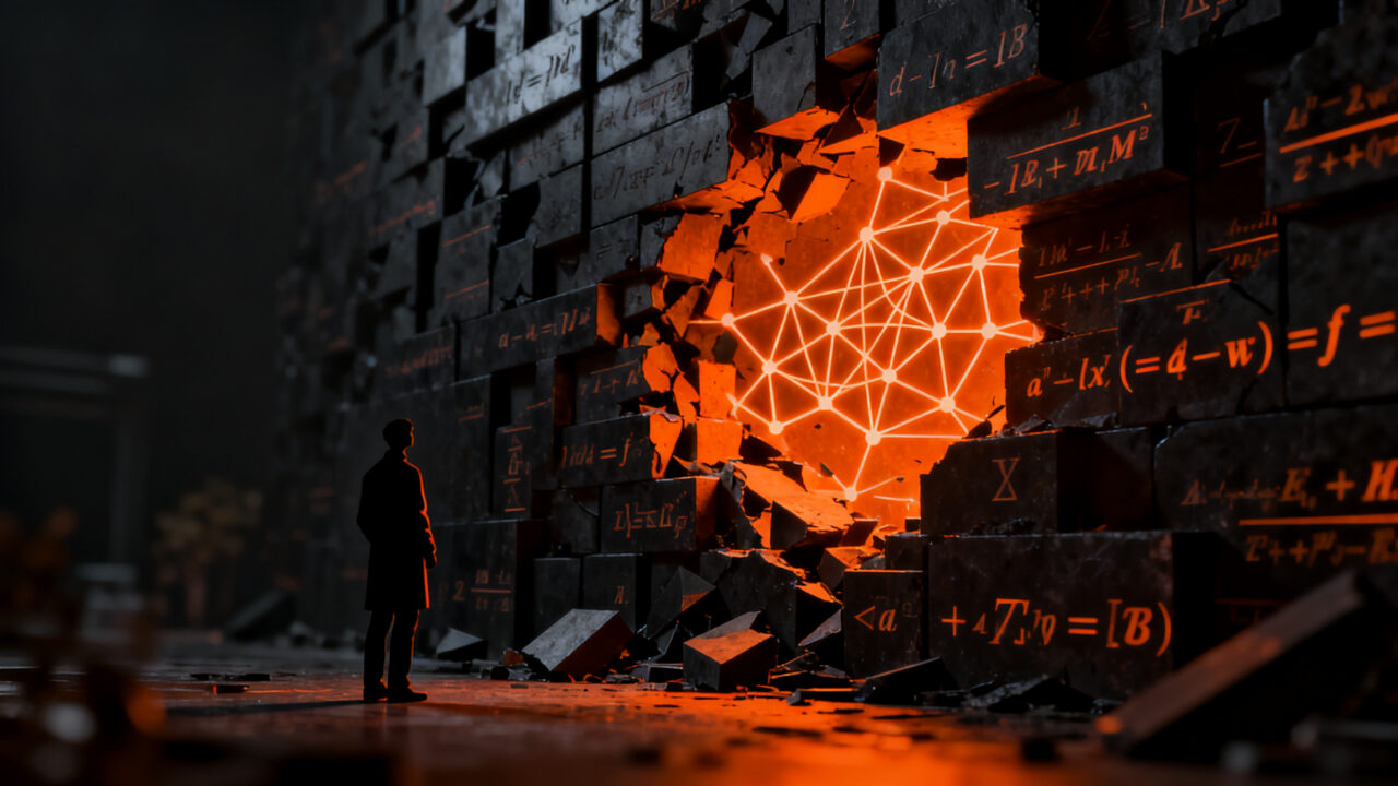 Representación visual de la refutación de la hipótesis ETH mediante inteligencia artificial, impacto en criptografía y computación teórica.