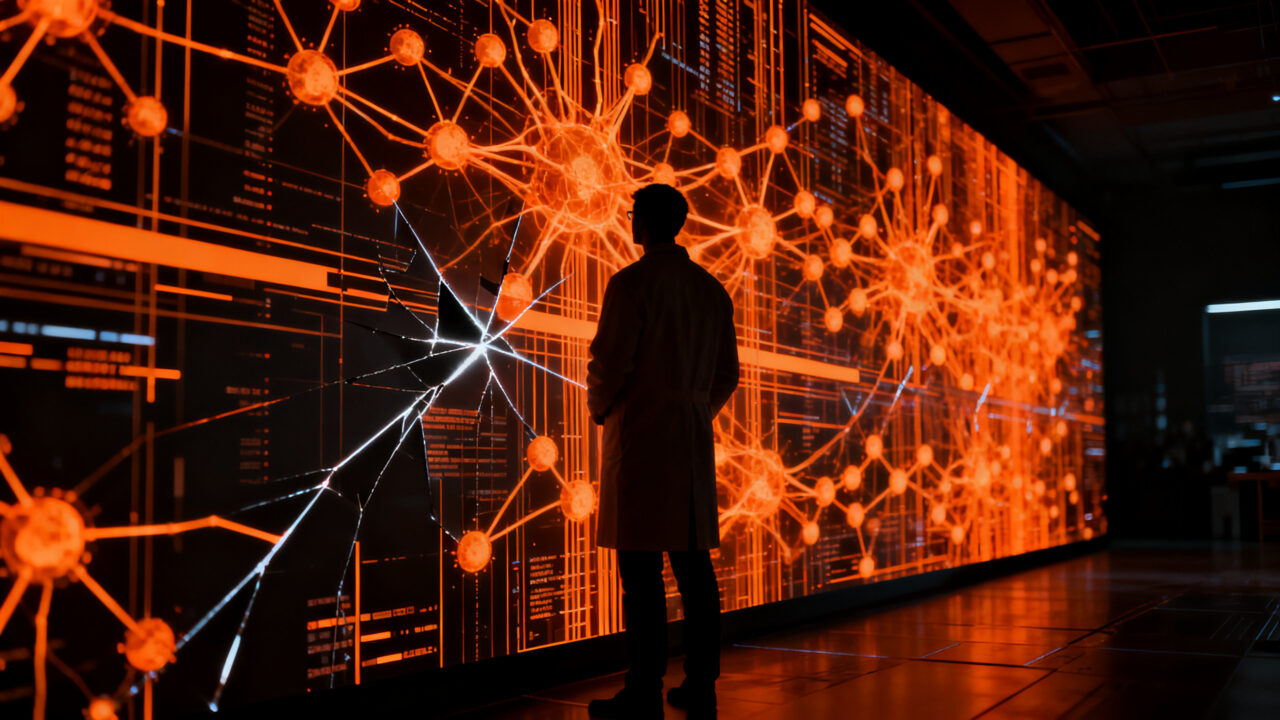 Investigador de seguridad analizando redes neuronales y riesgos de IA, representando el desafío regulatorio en el sector tech.