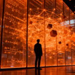 Investigador analizando una red neuronal compleja sobre teoremas matemáticos, representando la crisis de transparencia en la IA de OpenAI.