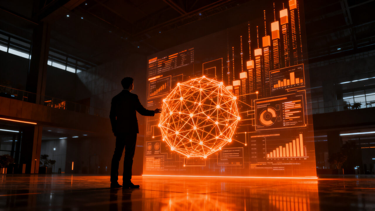 Líder empresarial utilizando herramientas de IA y automatización de Oracle para cerrar brechas digitales en la gestión de startups.