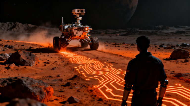 El rover Perseverance en Marte representando el avance en navegación autónoma y robótica para startups.