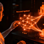 Representación visual del Personal Agent Protocol de Sierra y Meta, mostrando la integración de agentes de IA en el comercio digital.