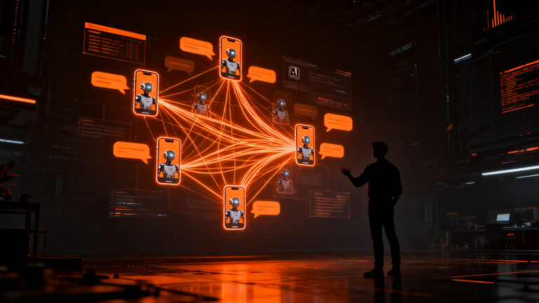 Agentes de IA en plataformas de mensajería, representando la nueva era de comunicación entre agentes y la infraestructura de Photon.