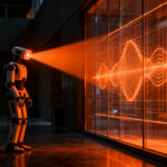 Robot humanoide utilizando tecnología PolarDepth para detectar paredes de cristal y obstáculos transparentes mediante visión artificial.