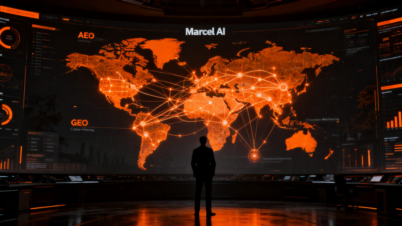 CEO liderando la plataforma de inteligencia artificial Marcel de Publicis Groupe, transformando el marketing con AEO y GEO.