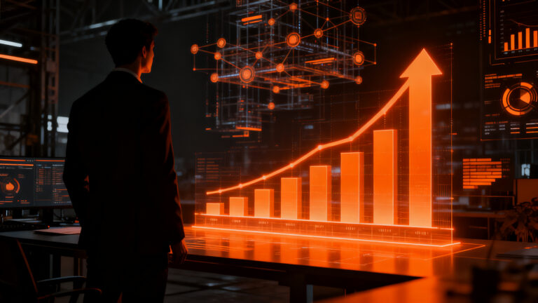 Trabajador analizando datos de productividad en pyme para cerrar la brecha económica y aumentar el PIB en Chile.