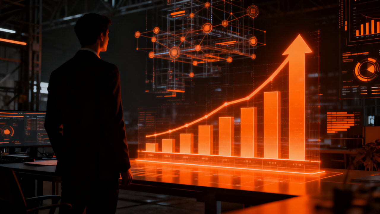 Trabajador analizando datos de productividad en pyme para cerrar la brecha económica y aumentar el PIB en Chile.