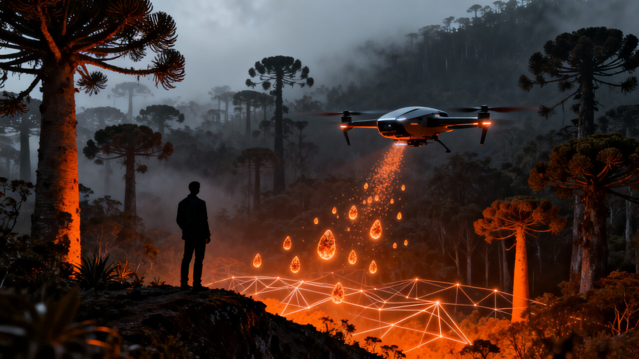 Startup argentina ReForest Latam y Charly Alberti utilizan drones e inteligencia artificial para la reforestación de araucarias en el Parque Nacional Lanín.