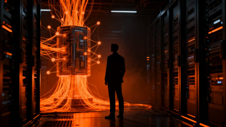 Agentes de IA accediendo a datos confidenciales en empresas, representando los riesgos de ciberseguridad y seguridad de datos en startups.