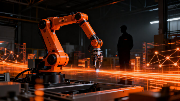 Robot industrial bimanual Alfie de la startup RobCo, representando el éxito de un nuevo unicornio europeo en robótica y IA física.