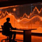 Agente de IA analizando mercados financieros con trading algorítmico, automatización de inversiones en Robinhood.