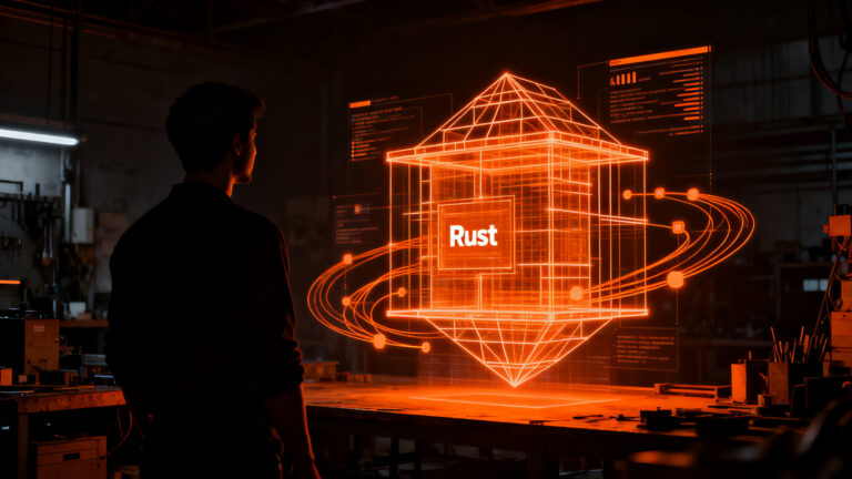 Desarrollador trabajando con Rust y agentes IA para asegurar software robusto y verificación formal.