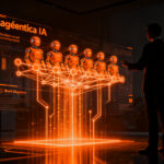 Representación visual de la integración de IA agéntica en el sector bancario, simbolizando la transformación digital de Banco Sabadell y T-Systems.