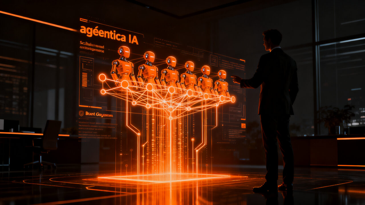 Representación visual de la integración de IA agéntica en el sector bancario, simbolizando la transformación digital de Banco Sabadell y T-Systems.