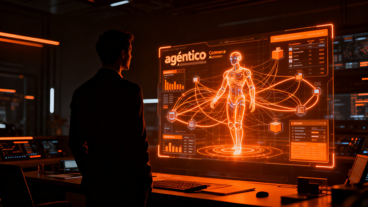 Agente de IA interactuando con plataformas de comercio electrónico para automatización y ventas en e-commerce.