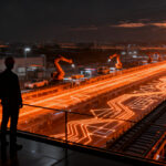 Representación visual del desarrollo industrial y nearshoring en San Luis Potosí, destacando el clúster automotriz y la inversión empresarial.
