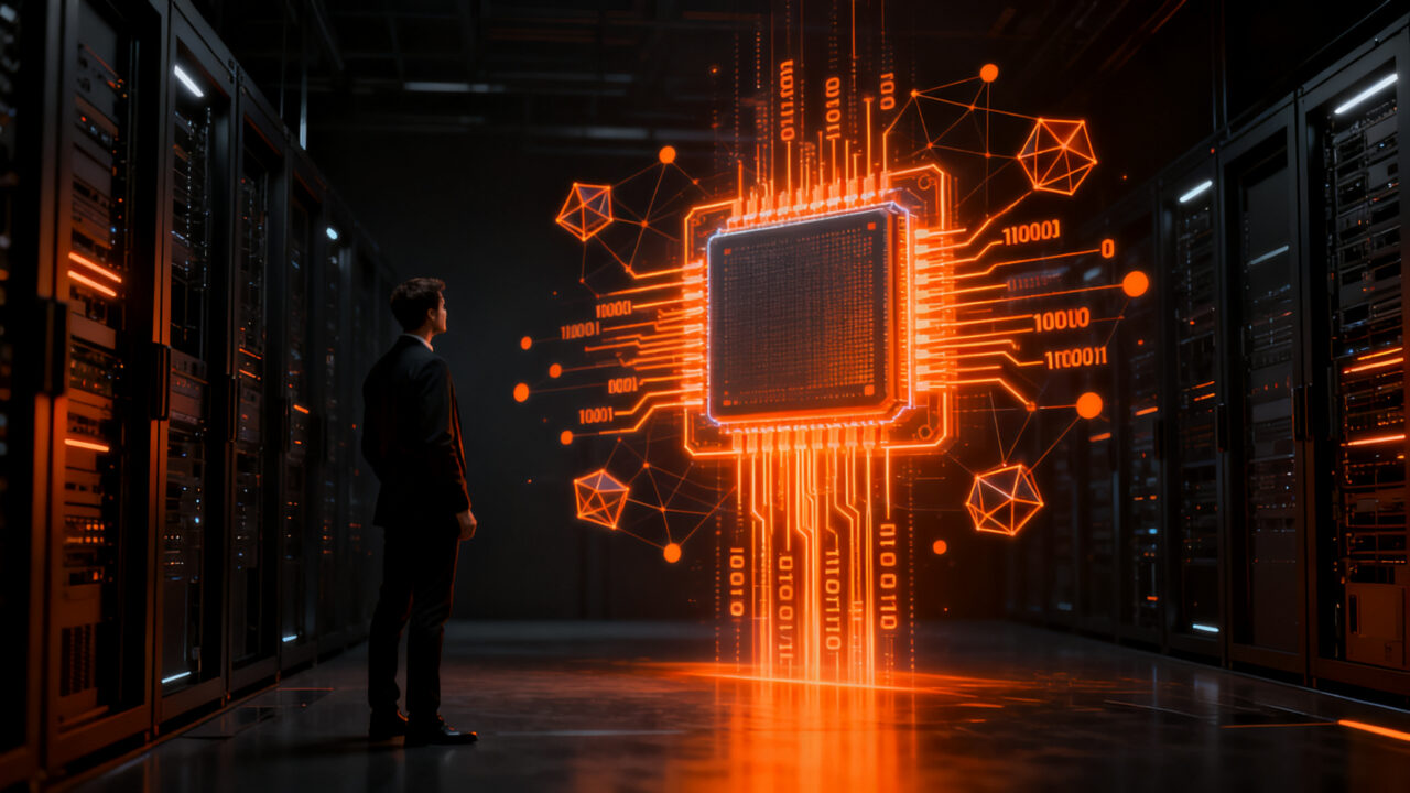 Agentes de IA comunicándose a través de la caché del CPU, representando los riesgos de seguridad y las capacidades emergentes en startups.