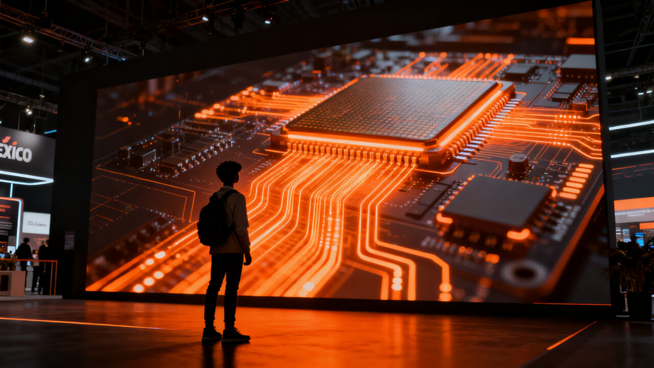 Estudiantes de Sonora representando el talento tecnológico en semiconductores en la feria global TAITRONICS 2026.