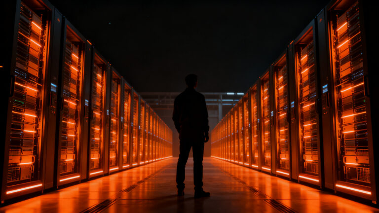 Infraestructura de centro de datos de IA de SpaceX y Nvidia, representando la inversión masiva en computación de alto rendimiento.