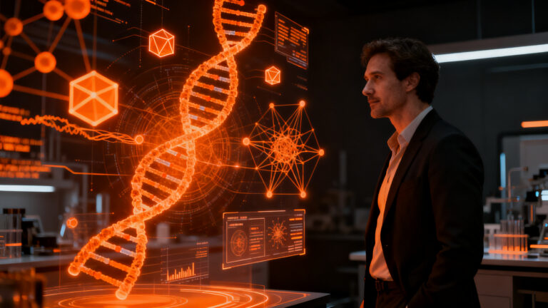 Startups de IA, salud y biotecnología destacadas en el Startup Battlefield 200, simbolizando innovación tecnológica y crecimiento empresarial.
