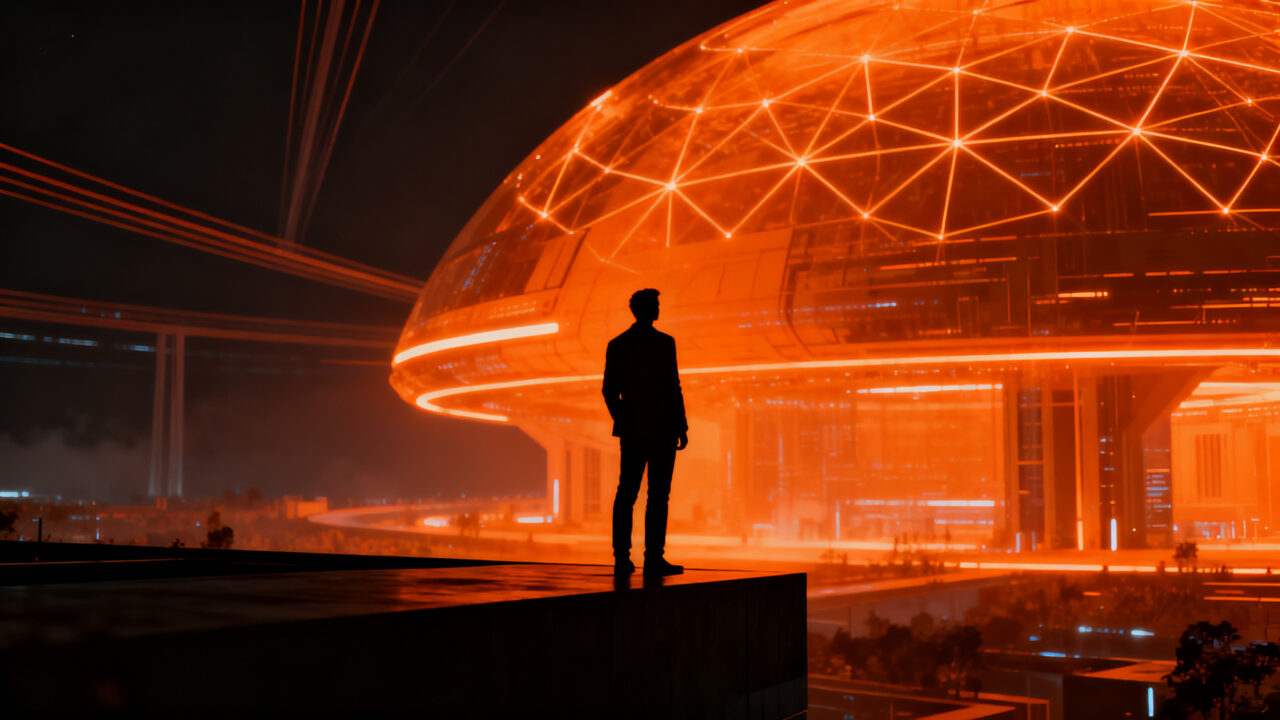 Líder emprendedor ante un horizonte tecnológico, representando la convocatoria al premio Startup del Año 2026.