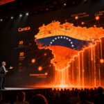 Richard Branson inaugurando el Startup Venezuela Summit en Caracas ante inversores globales, impulsando el ecosistema startup.