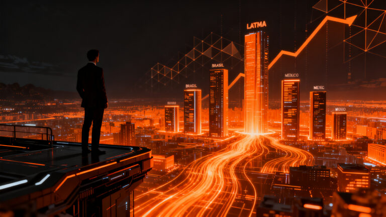 Inversión en startups de LATAM, representando el crecimiento del capital de riesgo y el ecosistema emprendedor en Brasil y México.