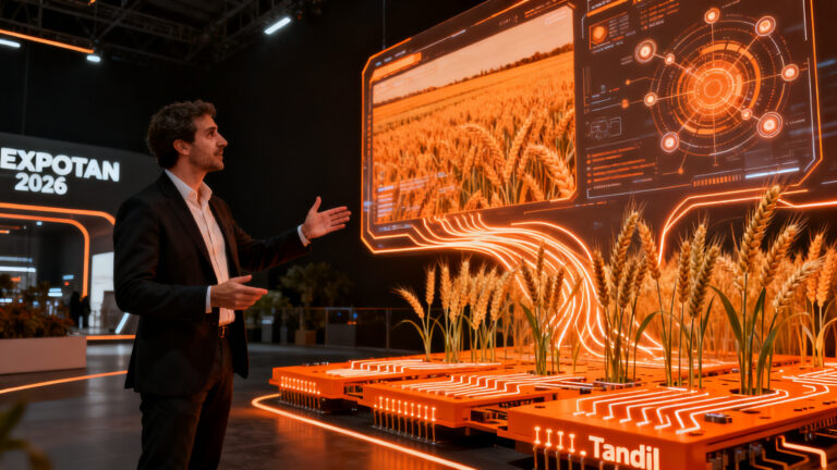 Startups de agrotech e inteligencia artificial presentándose en EXPOTAN 2026, destacando el ecosistema emprendedor de Tandil.