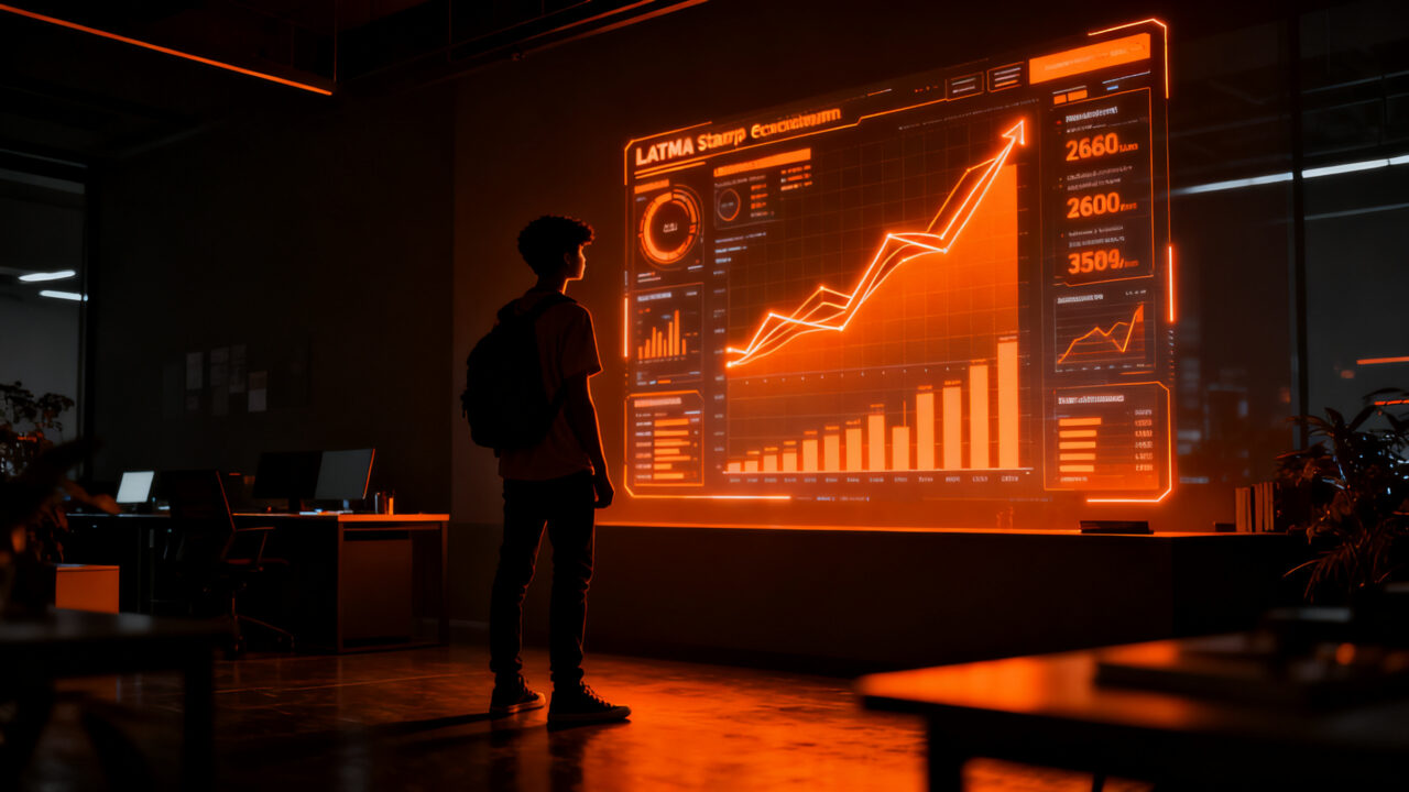 Andrés Felipe Pantoja, creador de StratiApp, trabajando en el desarrollo de una plataforma de inteligencia artificial para emprendedores en Latinoamérica.