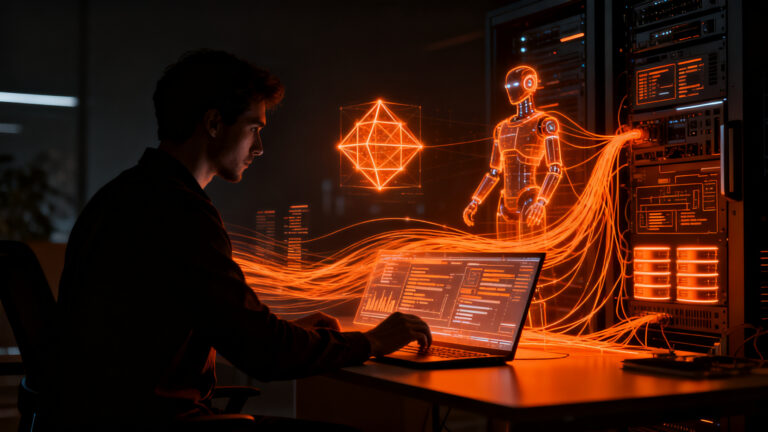 Desarrollador trabajando con agentes de IA y Supabase Select 2026 para automatizar el backend de aplicaciones.
