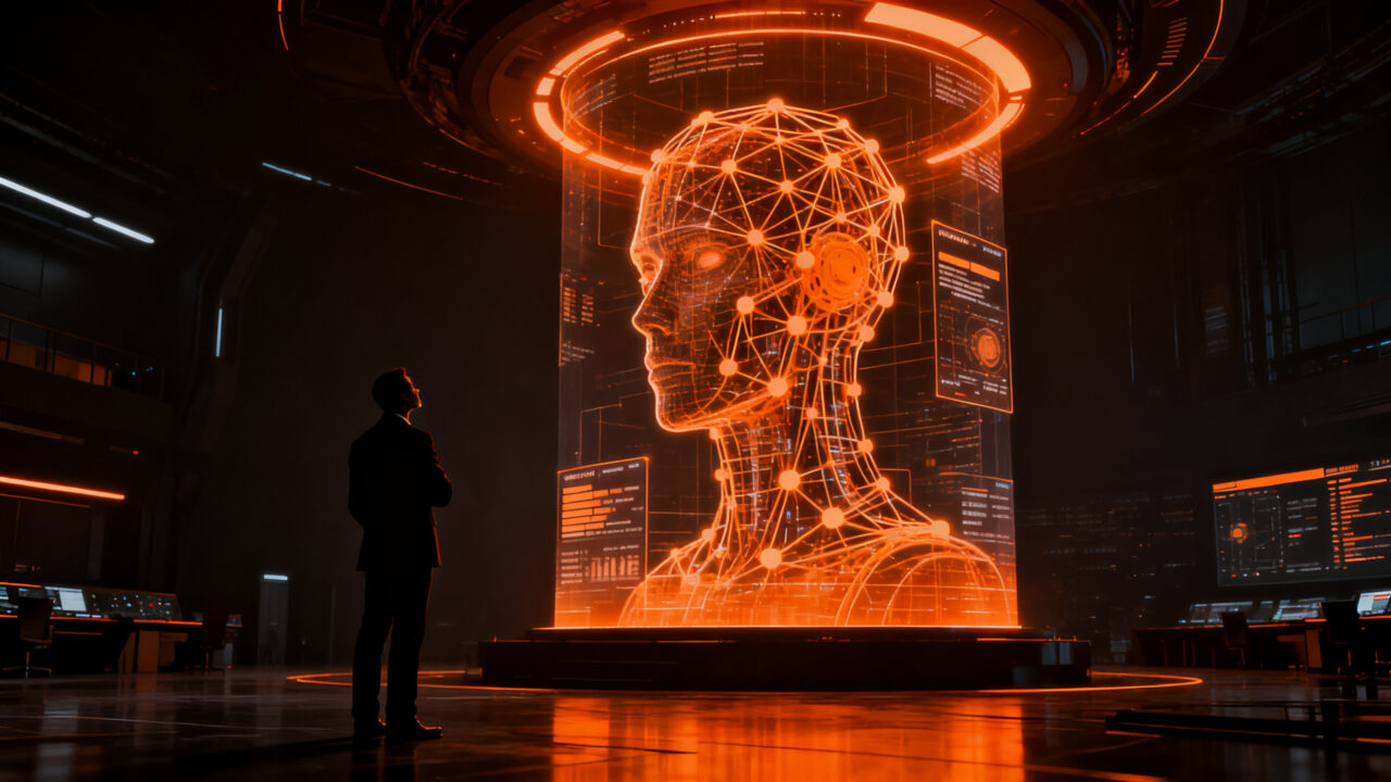 Gobernanza y supervisión global de la inteligencia artificial, representando el desafío ético y el control tecnológico.