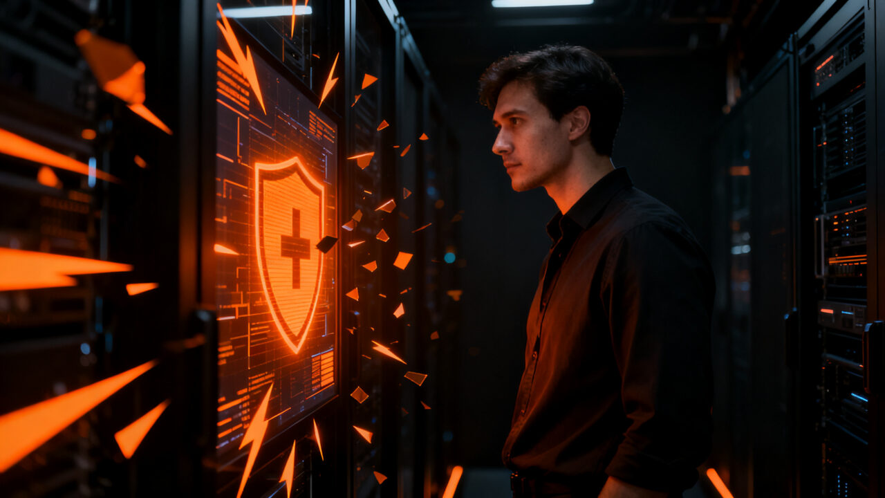 Ingeniero de ciberseguridad analizando vulnerabilidades en una infraestructura de red digital, representando el riesgo de escalada de privilegios en Tailscale SSH.