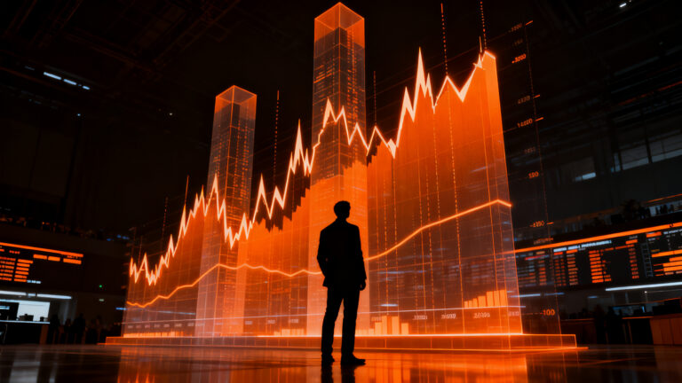Analista financiero analizando gráficos de tasas de interés y renta fija en un entorno de mercado corporativo complejo.