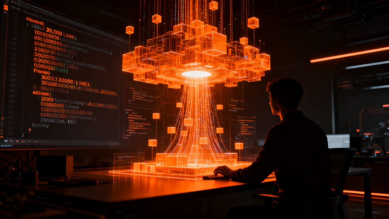Desarrollador trabajando con agentes de IA y vibe coding para optimizar productividad en software.