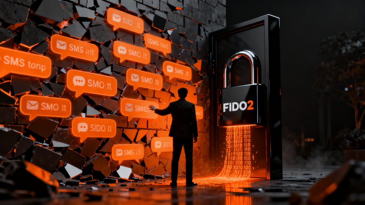 Evolución de la seguridad digital: transición de SMS 2FA a passkeys y llaves de seguridad FIDO2 contra el SIM swapping.