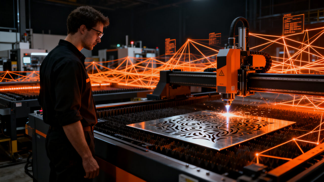 Estrategia de producción conectada y automatización en grabado láser para el crecimiento empresarial.