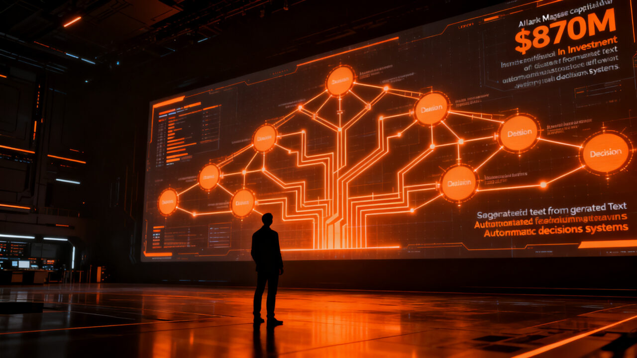 Inversionista analizando datos complejos de inteligencia artificial, representando la ronda de financiamiento de TypeSafe AI.