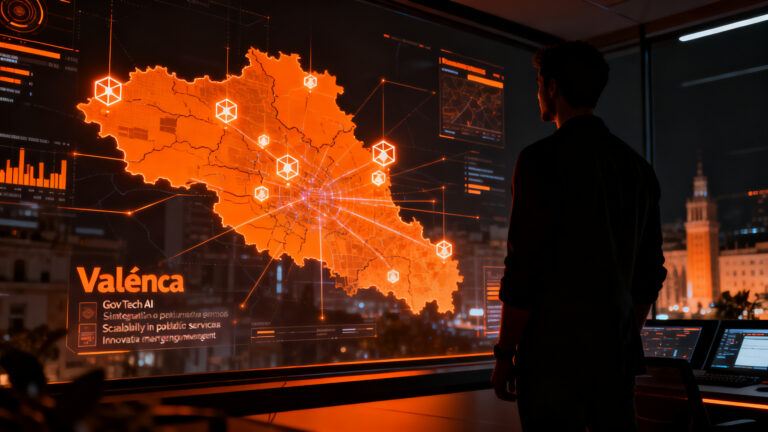 Startups de IA trabajando en soluciones GovTech para emergencias urbanas en València, representando innovación pública.