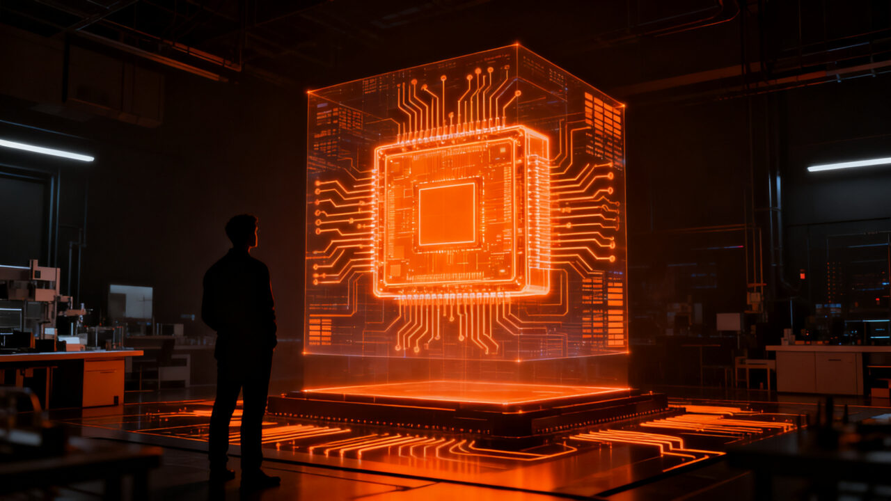 Profesional de tecnología analizando una arquitectura de semiconductores avanzada, representando la hoja de ruta de chips en VDS 2026.