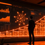 Profesional analizando datos de ventas con inteligencia artificial en un entorno corporativo moderno en Argentina.