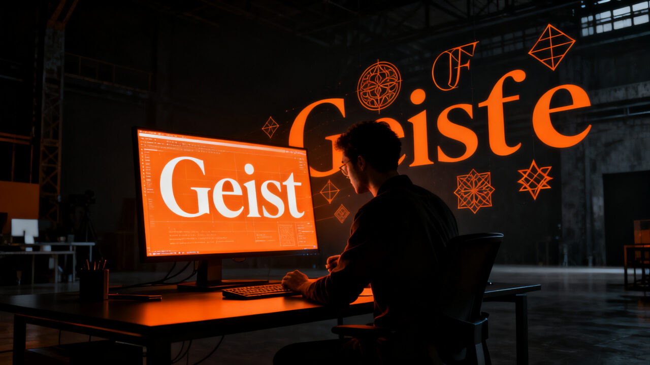 Diseñador trabajando en una interfaz web moderna utilizando la tipografía Geist Serif de Vercel para mejorar el diseño de producto.