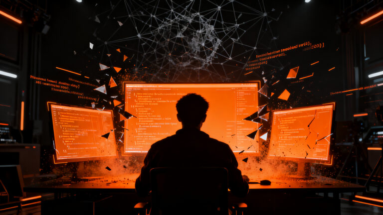 Desarrollador analizando código generado por IA con riesgos de seguridad, concepto de vibe coding en el ecosistema startup.