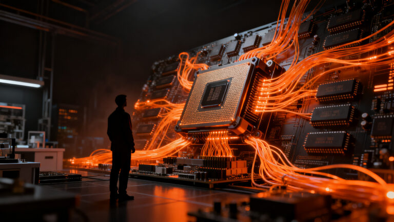 Arquitectura fotónica de Volantis para acelerar la IA conectando memorias a GPUs mediante luz.