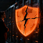 Ilustración de ciberseguridad sobre la vulnerabilidad PHP2Shell, representando la protección de datos digitales frente a amenazas críticas.