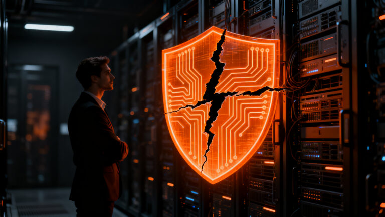 Ilustración de ciberseguridad sobre la vulnerabilidad PHP2Shell, representando la protección de datos digitales frente a amenazas críticas.