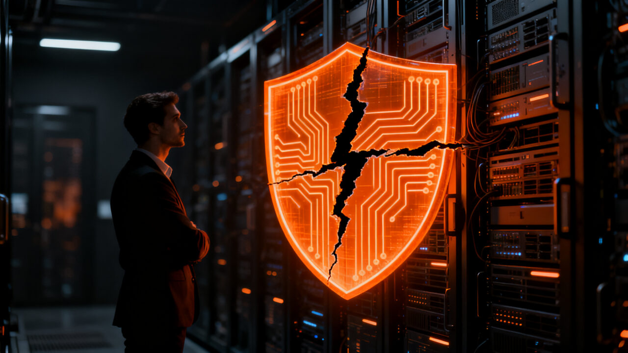 Ilustración de ciberseguridad sobre la vulnerabilidad PHP2Shell, representando la protección de datos digitales frente a amenazas críticas.