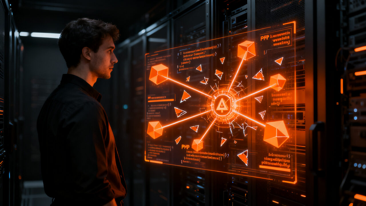 Especialista en ciberseguridad analizando vulnerabilidades críticas de PHP detectadas por inteligencia artificial en un entorno digital.