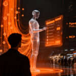 Agente de inteligencia artificial realizando compras autónomas en un entorno digital, representando el futuro del comercio agéntico y la integración de IA en el retail.